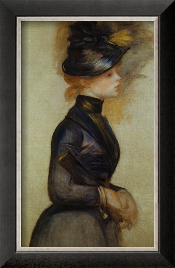 Young Woman in Blue Going to the Conservatory by Pierre Auguste Renoir
